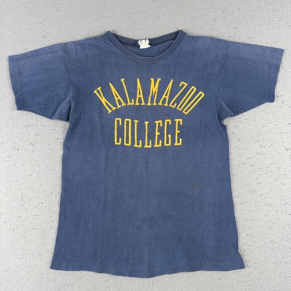 Vtg 60s Champion Shirt Men’s Small Blue Kalamazoo College Short Sleeve - Picture 1 of 16